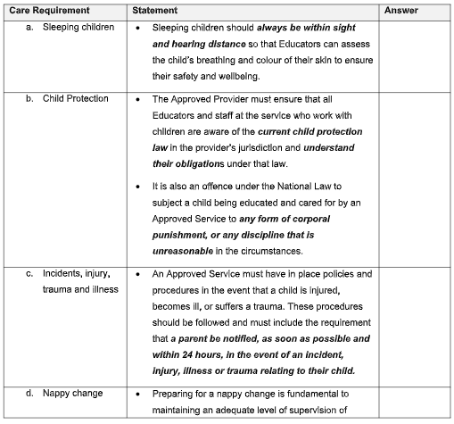 CHCECE005 Provide Care For Babies And Toddlers Assessment-APEX Training Institute Australia.