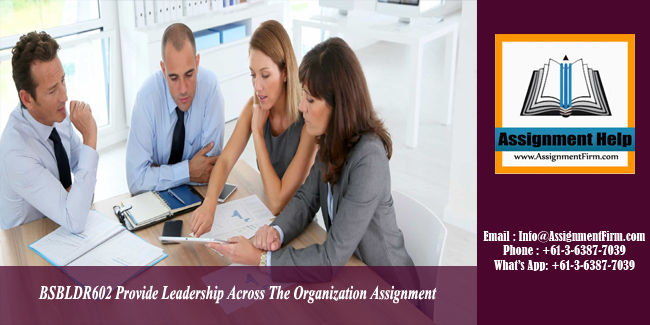 BSBLDR602 Provide Leadership Across The Organization Assignment - Australia