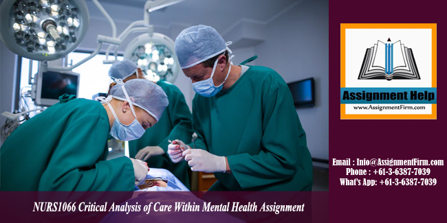 NURS1066 Critical Analysis of Care Within Mental Health Assignment - AU